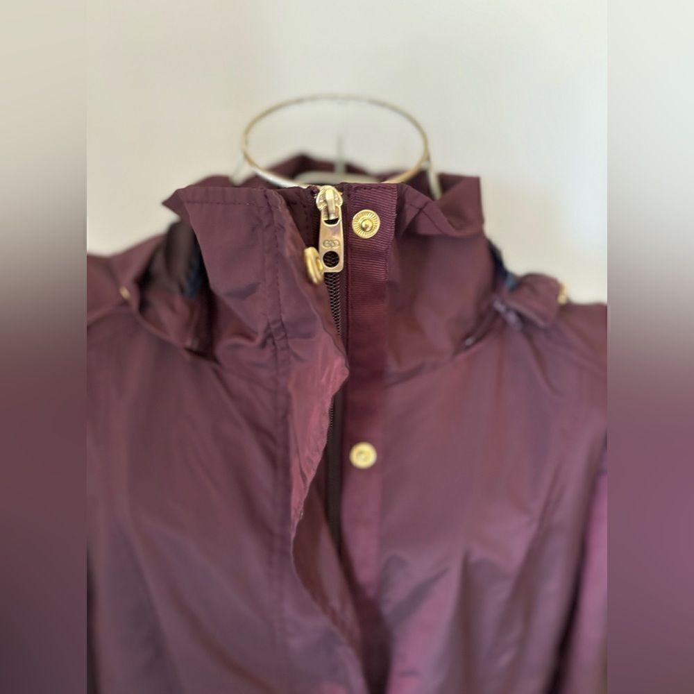Cole Haan Signature Hooded Rain Jacket Anorak Wine Gold Hardware - Picture 6 of 14